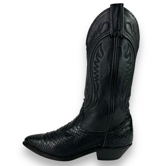 Code West Dan Post Vintage Western Cowgirl Boot Black Python Snakeskin Snake 6 M - Picture 12 of 12